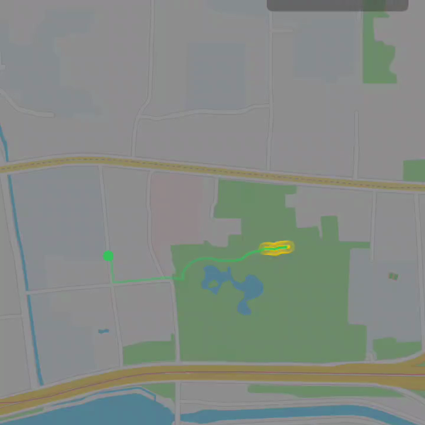 AimiRun 跑步轨迹回放地图，高亮显示其中一段路线